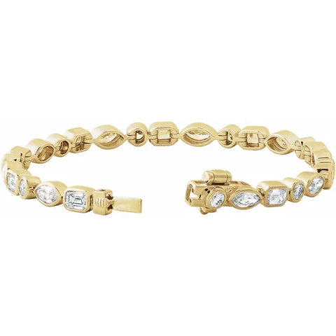 Multi shape 7.11 ct. Lab-Grown Diamond Line 7" Bracelet in 14K Yellow - Image 1 of 5