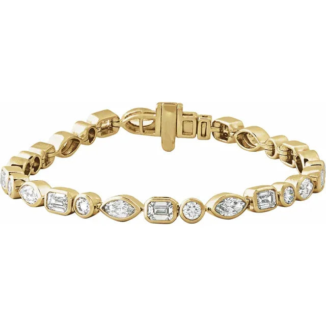 Multi shape 7.11 ct. Lab-Grown Diamond Line 7" Bracelet in 14K Yellow - Image 5 of 5