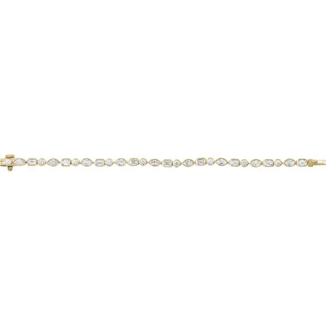 Multi shape 7.11 ct. Lab-Grown Diamond Line 7" Bracelet in 14K Yellow - Image 4 of 5