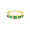 David Kord Bezel Set Emerald Cut Gem Quality Emerald Stackable Band Set in 18K Y