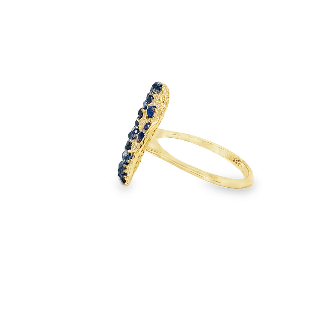 ASBA Collection Pave set Sapphire and Diamond Starry Night Ring set 14K Yellow Gold - Image 2 of 5