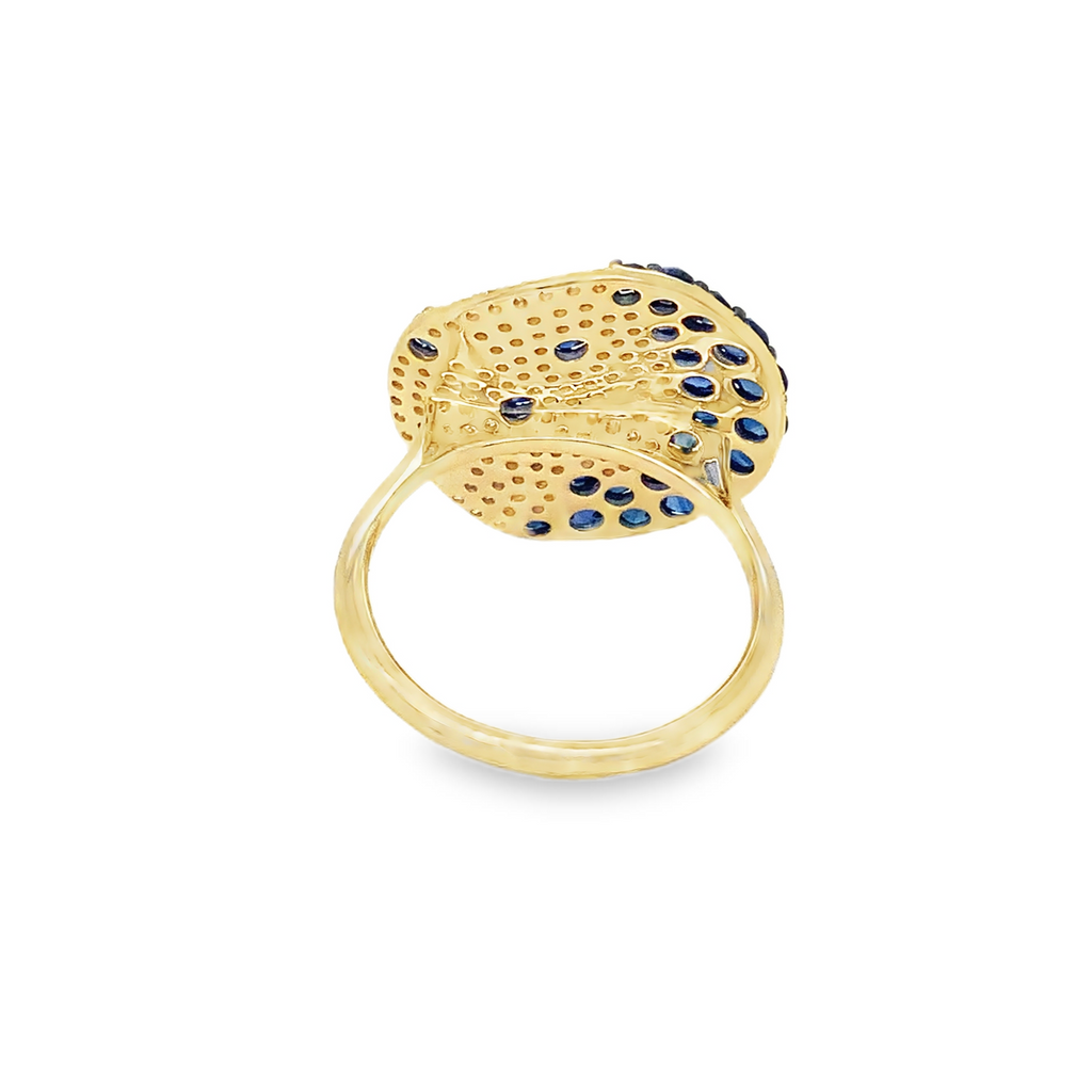ASBA Collection Pave set Sapphire and Diamond Starry Night Ring set 14K Yellow Gold - Image 5 of 5