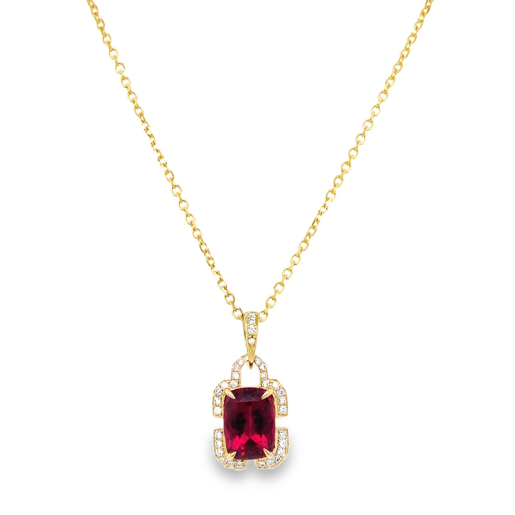 ASBA Collection Rubellite and Diamond and Enhancer Bail Pendant Set in 14K Gold - Image 6 of 7