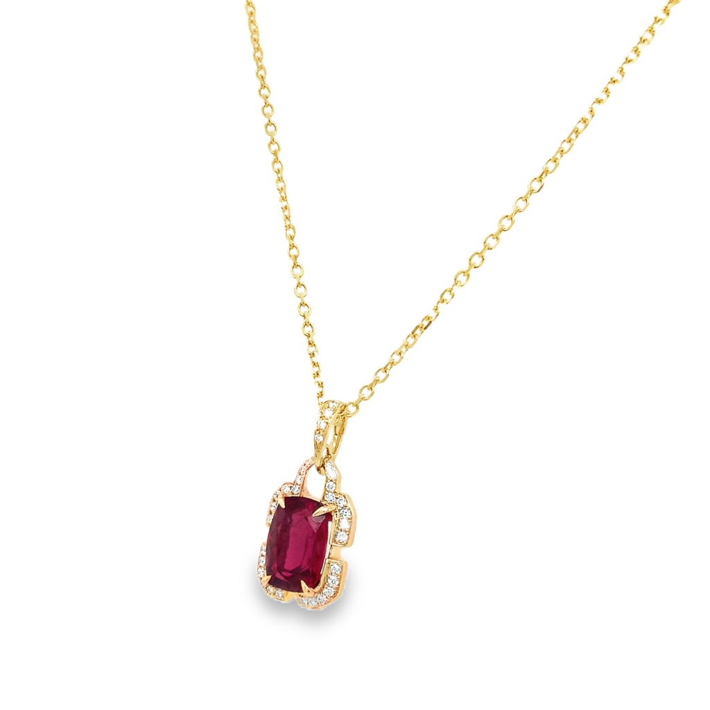 ASBA Collection Rubellite and Diamond and Enhancer Bail Pendant Set in 14K Gold - Image 2 of 7
