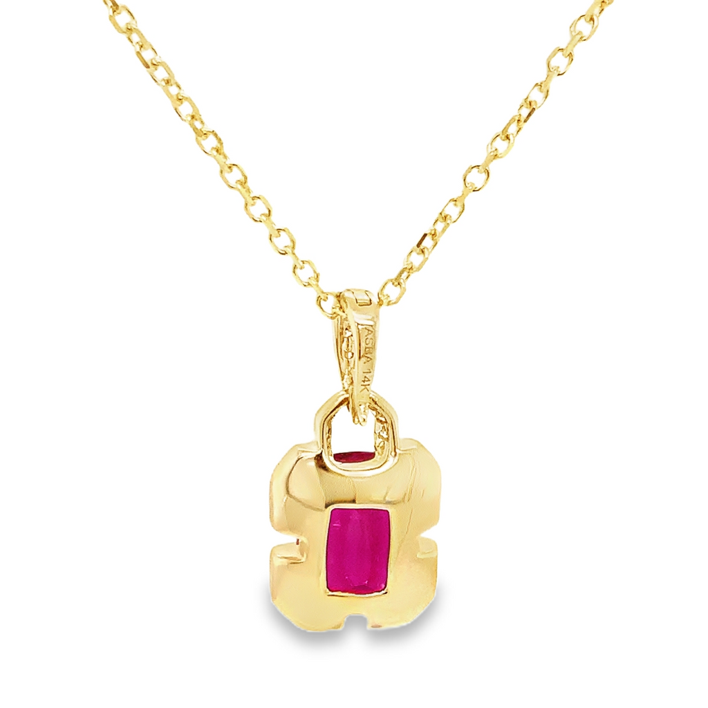 ASBA Collection Rubellite and Diamond and Enhancer Bail Pendant Set in 14K Gold - Image 5 of 7