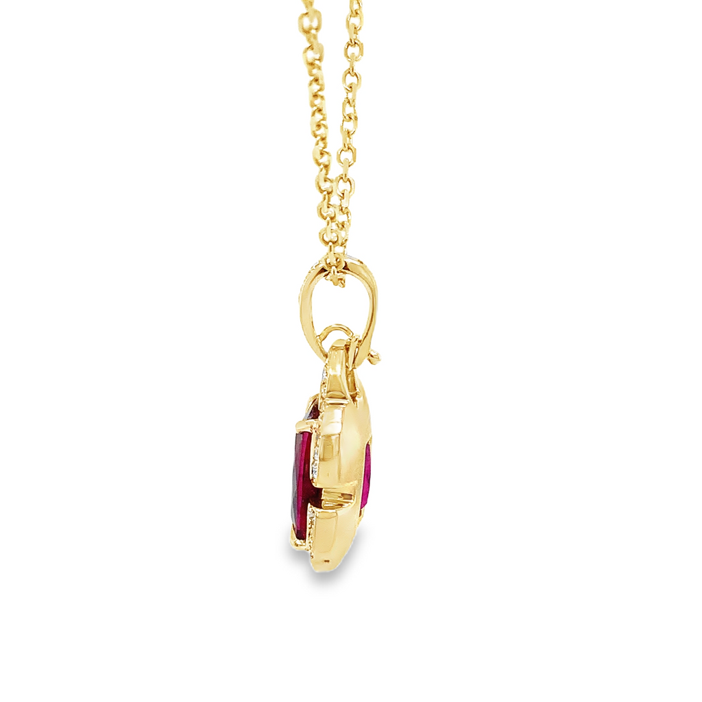 ASBA Collection Rubellite and Diamond and Enhancer Bail Pendant Set in 14K Gold - Image 3 of 7