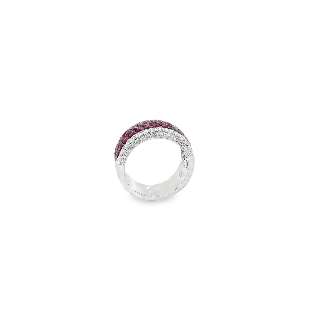 Roman + Jules Pavé Ruby and Diamond Five Row Cigar Band set in 14K White Gold with Black Rhodium Detailing. - Image 6 of 6