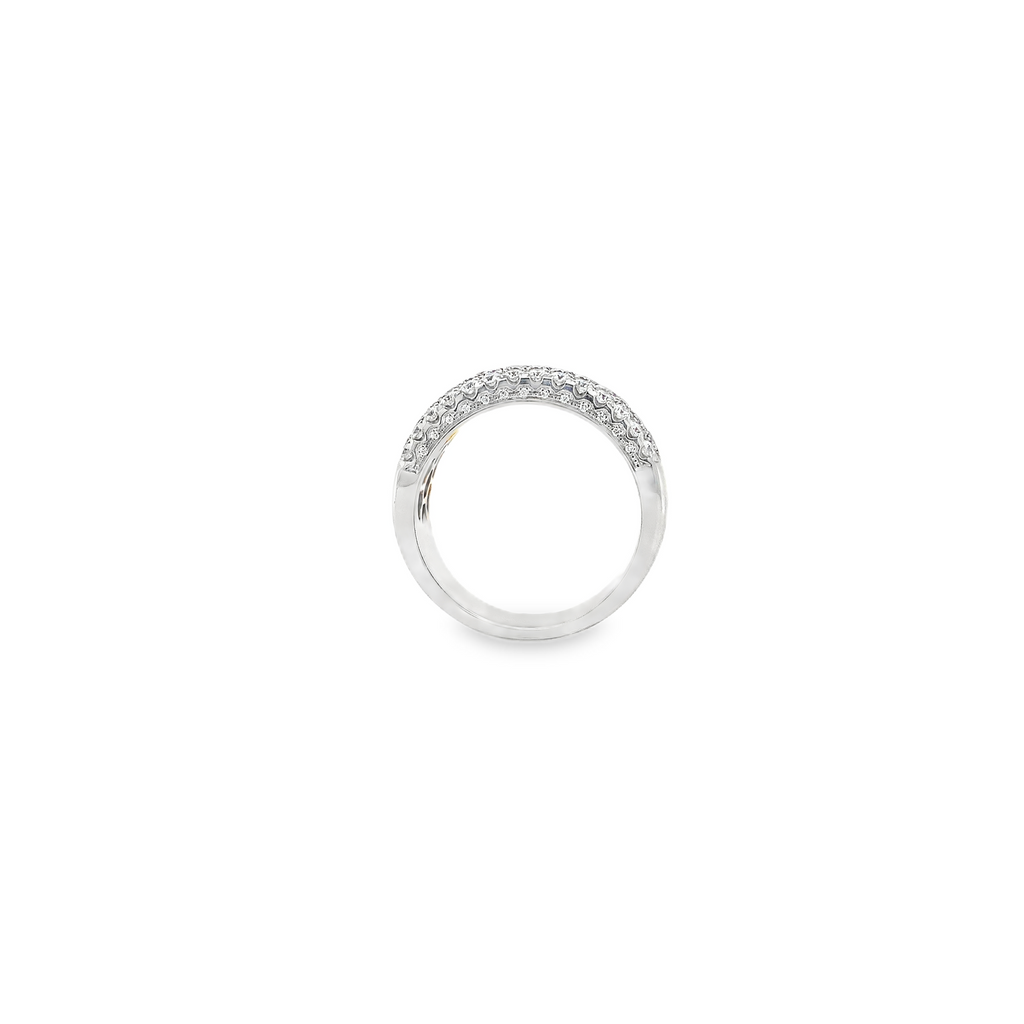 Roman + Jules Pavé Natural Pink and White Diamond Five Row Wide Band set in 18K White Gold - Image 7 of 12