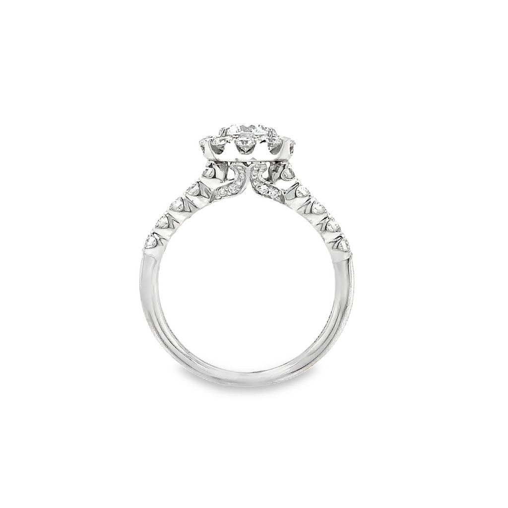 Christopher Designs Crisscut® Round Halo Diamond Engagement Ring 18K White Gold - Image 6 of 13