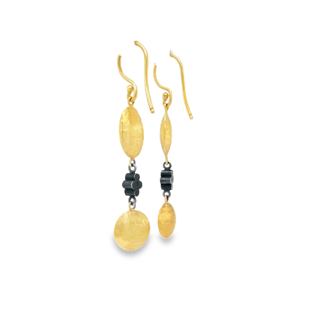 Lika Behar Kadiz Drop Earrings 24 karat Gold and Diamond set in Sterling Silver - Image 4 of 9