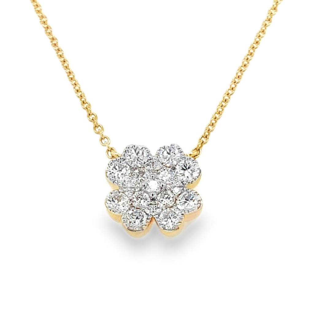Afarin Collection Clover shaped Diamond Pave Neckalce 0.68ctw Set in 18kt Yellow and WhiteGold - Image 1 of 4