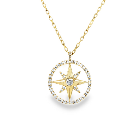 Diamond Compass Pendant 0.30ct Set in 18k Yellow Gold - Image 1 of 4