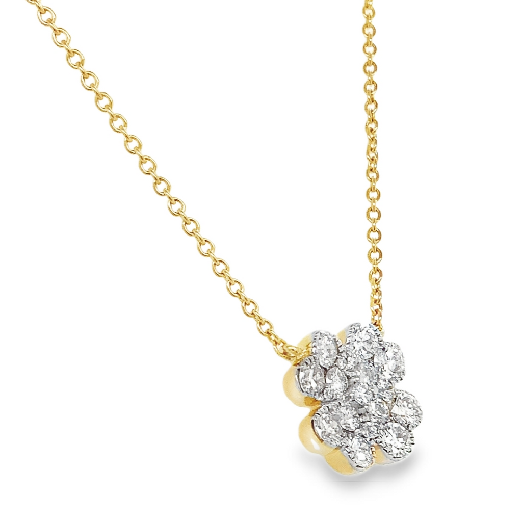 Afarin Collection Clover shaped Diamond Pave Neckalce 0.68ctw Set in 18kt Yellow and WhiteGold - Image 3 of 4