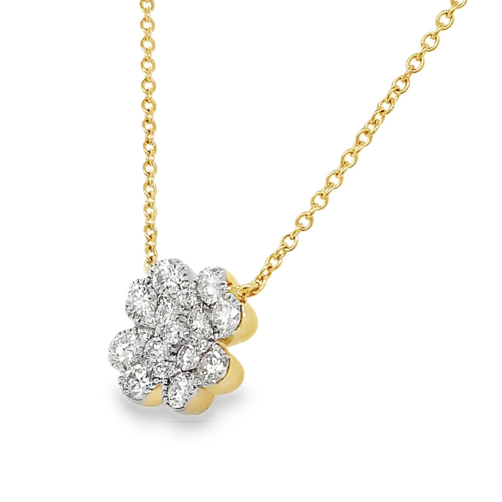 Afarin Collection Clover shaped Diamond Pave Neckalce 0.68ctw Set in 18kt Yellow and WhiteGold - Image 2 of 4