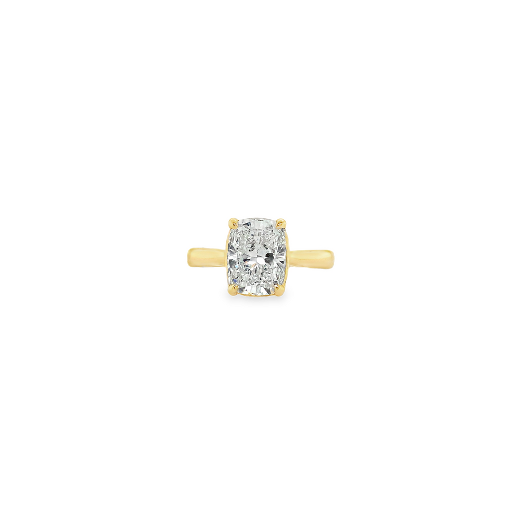 Lab Grown Taylor Swift inspired 2.51 Carat Cushion Cut Solitaire Diamond Engagement Ring set  in 14 kt Yellow - Image 1 of 6