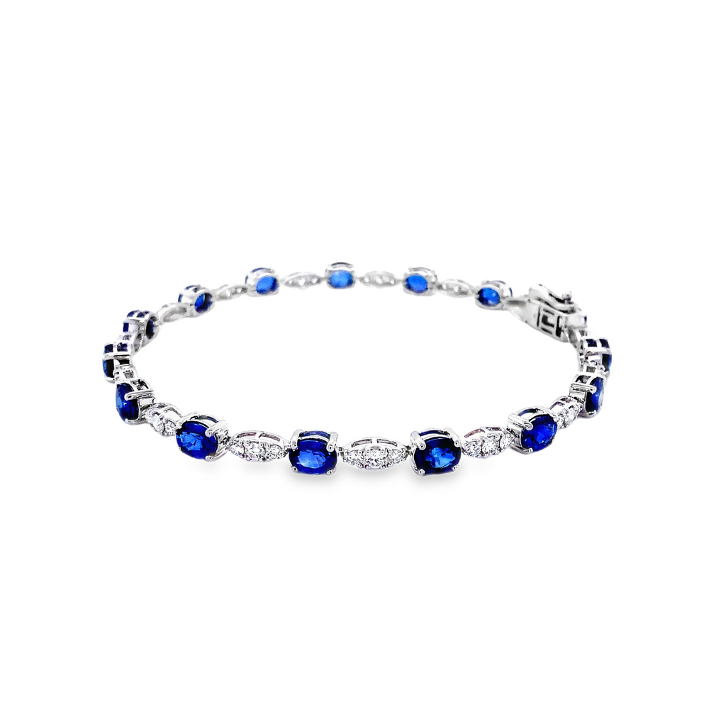Roman+Jules Sapphire and Diamond Bracelet set in 14K White Gold - Image 1 of 3