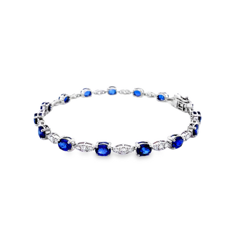 Roman+Jules Sapphire and Diamond Bracelet set in 14K White Gold - Image 1 of 3