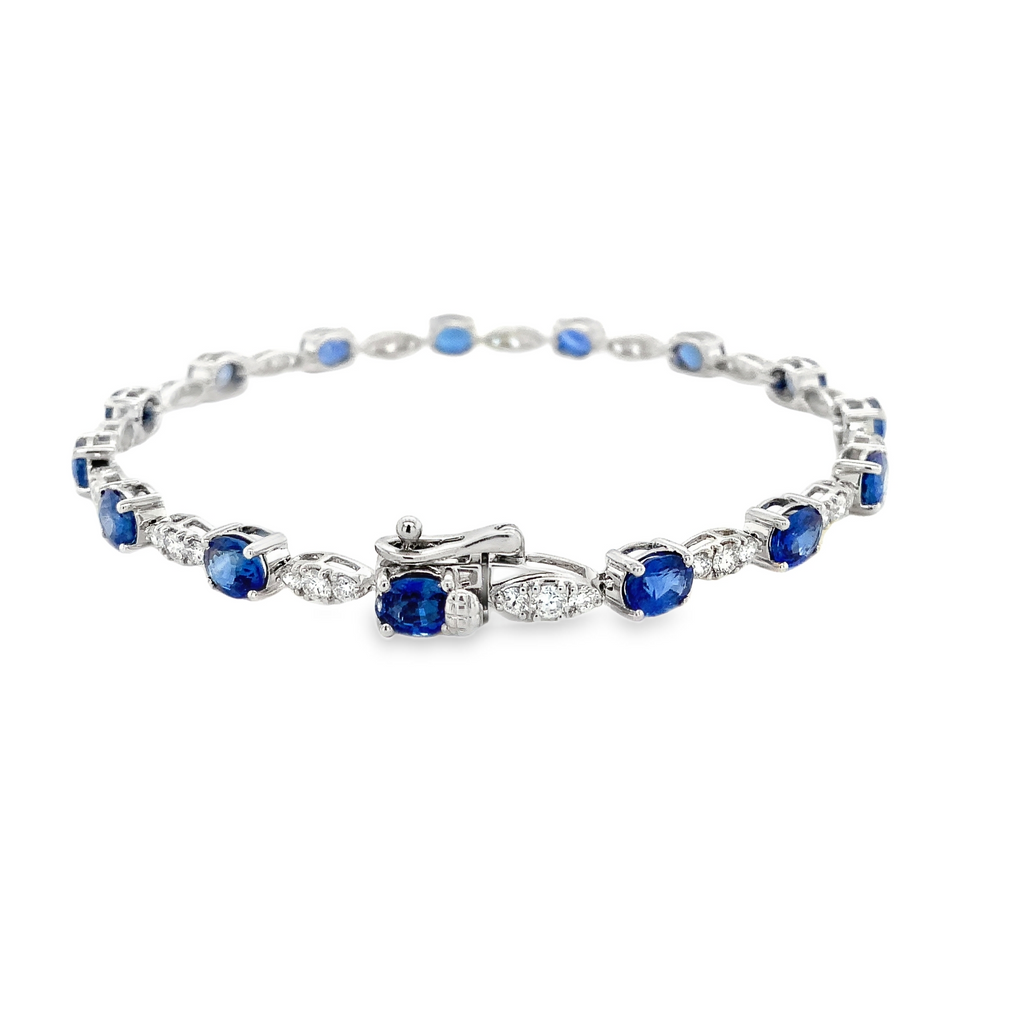 Roman+Jules Sapphire and Diamond Bracelet set in 14K White Gold - Image 2 of 3