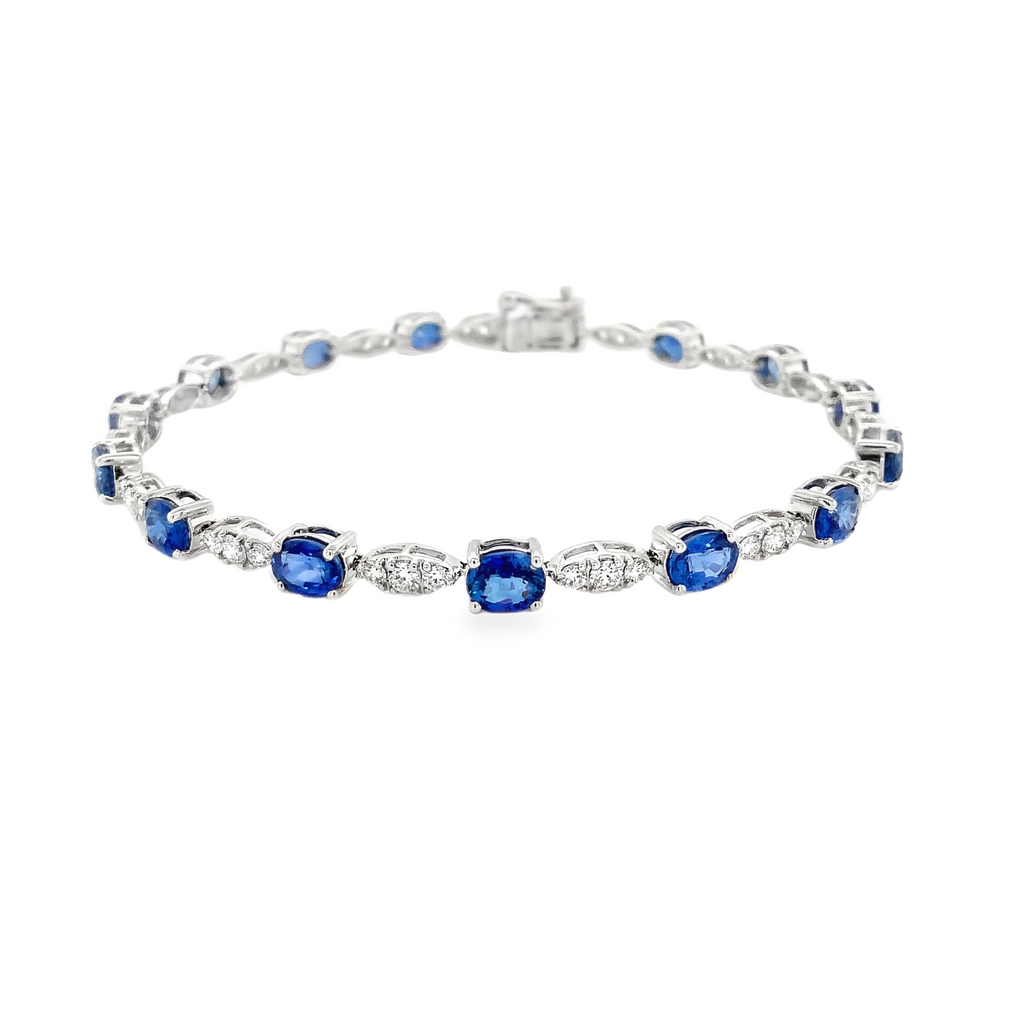Roman+Jules Sapphire and Diamond Bracelet set in 14K White Gold - Image 3 of 3