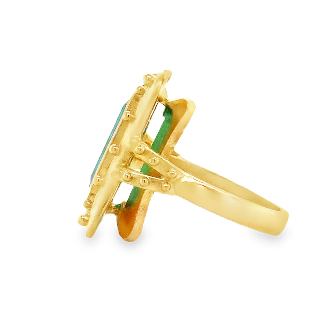 One of a Kind Emerald Cut Emerald Ring Set in 18K Yellow Gold - Image 3 of 5