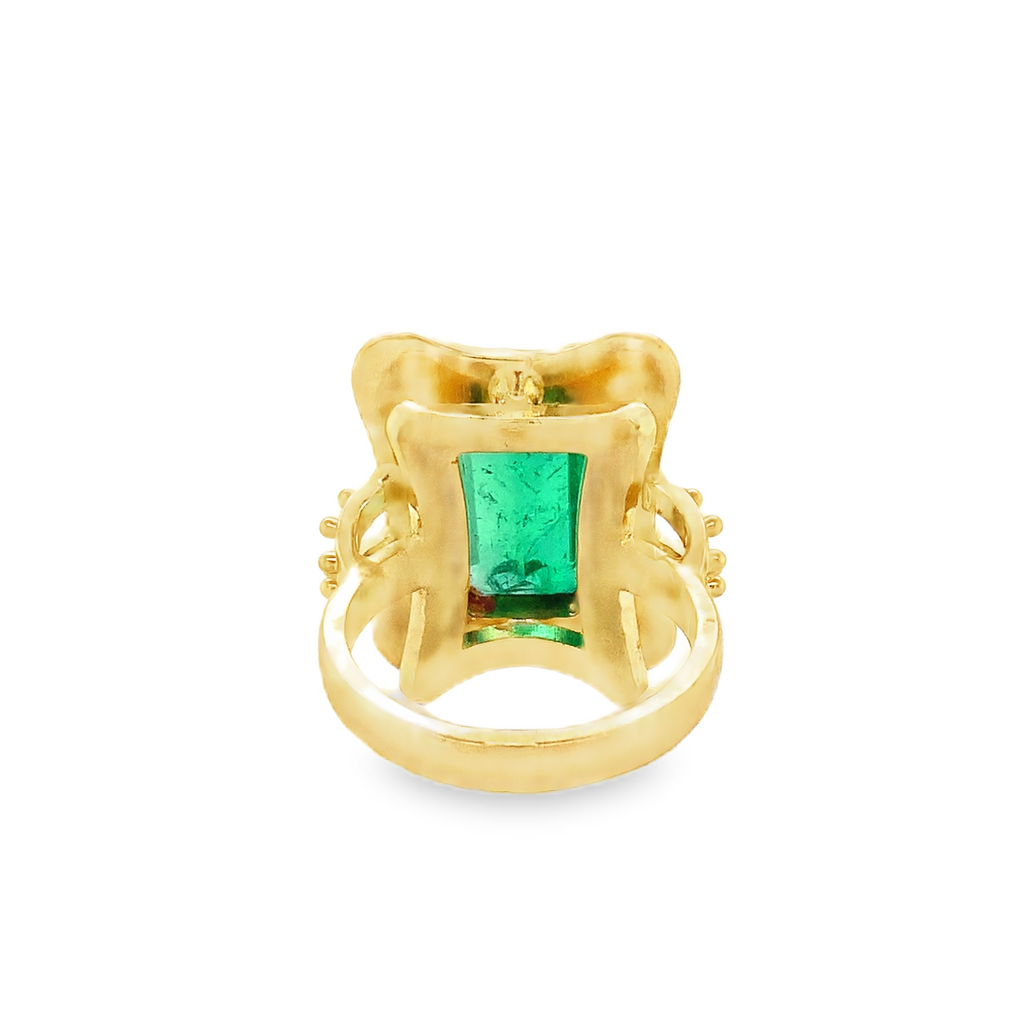 One of a Kind Emerald Cut Emerald Ring Set in 18K Yellow Gold - Image 4 of 5