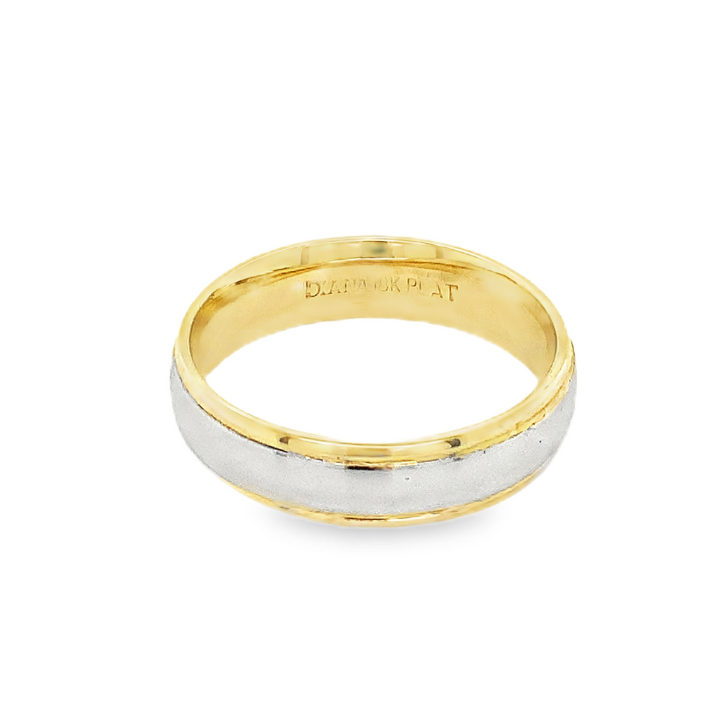 Men's Platinum and 18 kt Yellow Gold  6mm wide Wedding band - Image 1 of 2