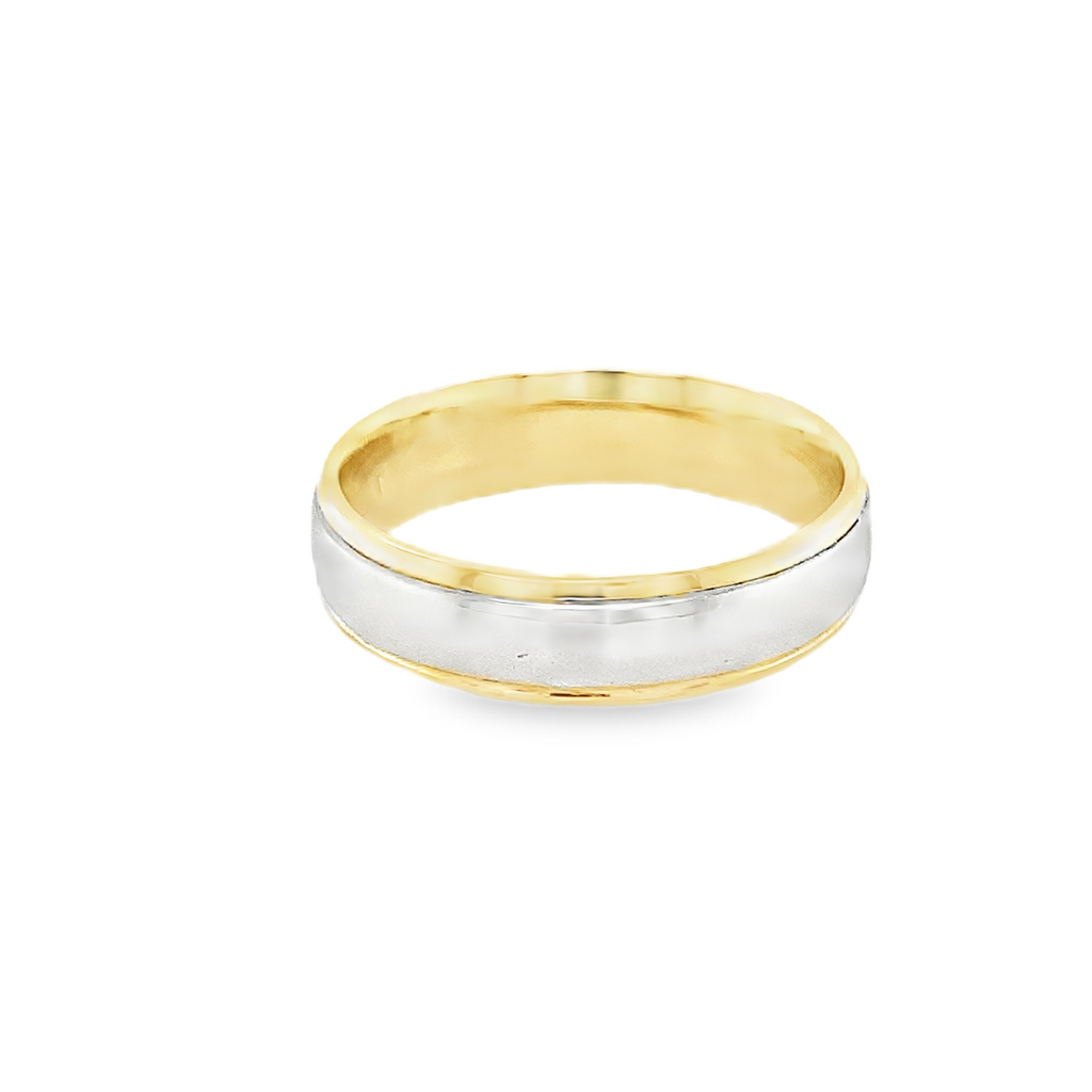 Men's Platinum and 18 kt Yellow Gold  6mm wide Wedding band - Image 2 of 2