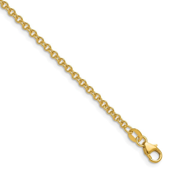 Polished 2.5mm Solid Cable 18K Yellow Gold - Image 2 of 2
