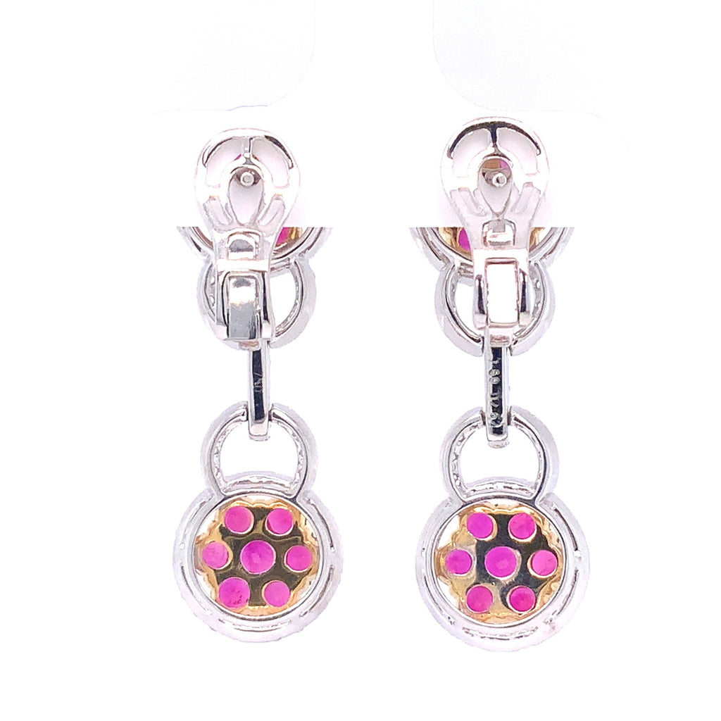 Ruby and Diamond Drop Earrings set in 18 kt White and Yellow Gold. - Image 4 of 6