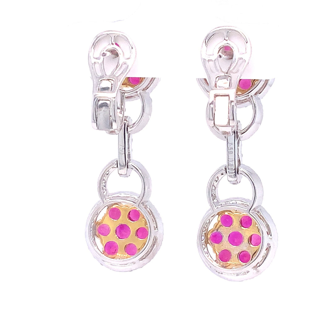 Ruby and Diamond Drop Earrings set in 18 kt White and Yellow Gold. - Image 5 of 6