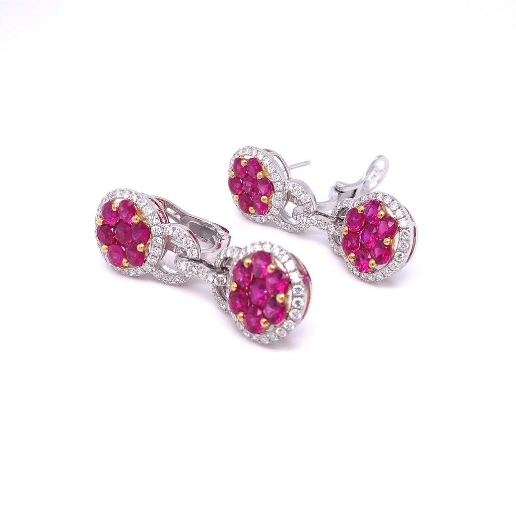 Ruby and Diamond Drop Earrings set in 18 kt White and Yellow Gold. - Image 6 of 6