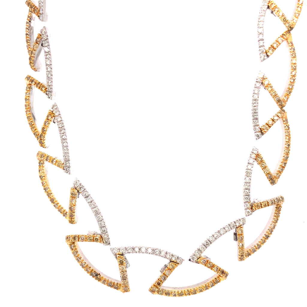 White and Fancy Yellow Diamond 16" Choker Necklace set in 18 kt white Gold. - Image 7 of 9