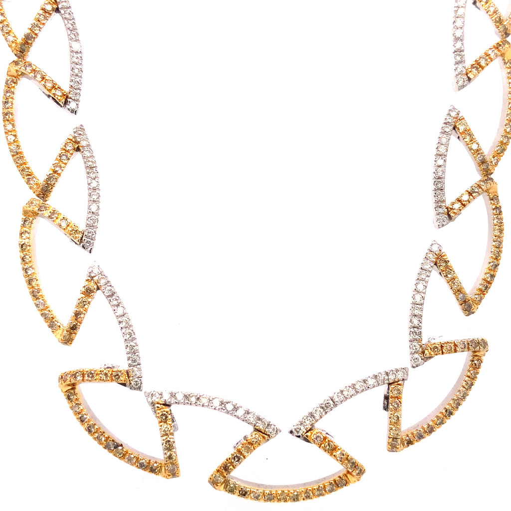 White and Fancy Yellow Diamond 16" Choker Necklace set in 18 kt white Gold. - Image 1 of 9