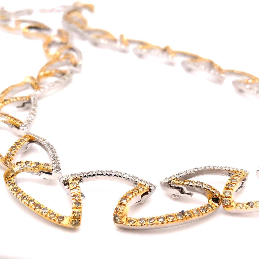White and Fancy Yellow Diamond 16" Choker Necklace set in 18 kt white Gold. - Image 8 of 9