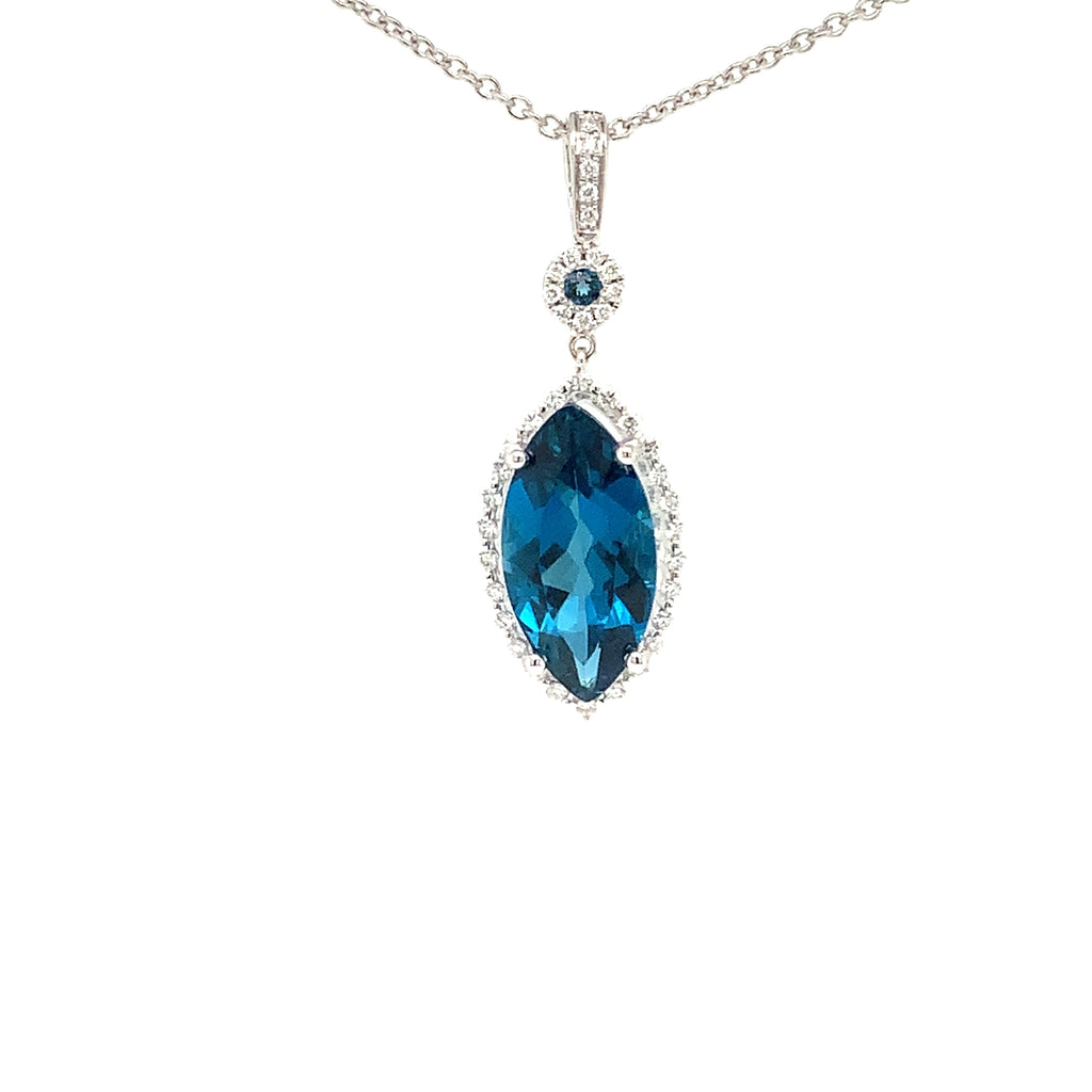 ASBA Collection London Blue Topaz and Diamond Pendant Set in 14K White Gold - Image 2 of 6
