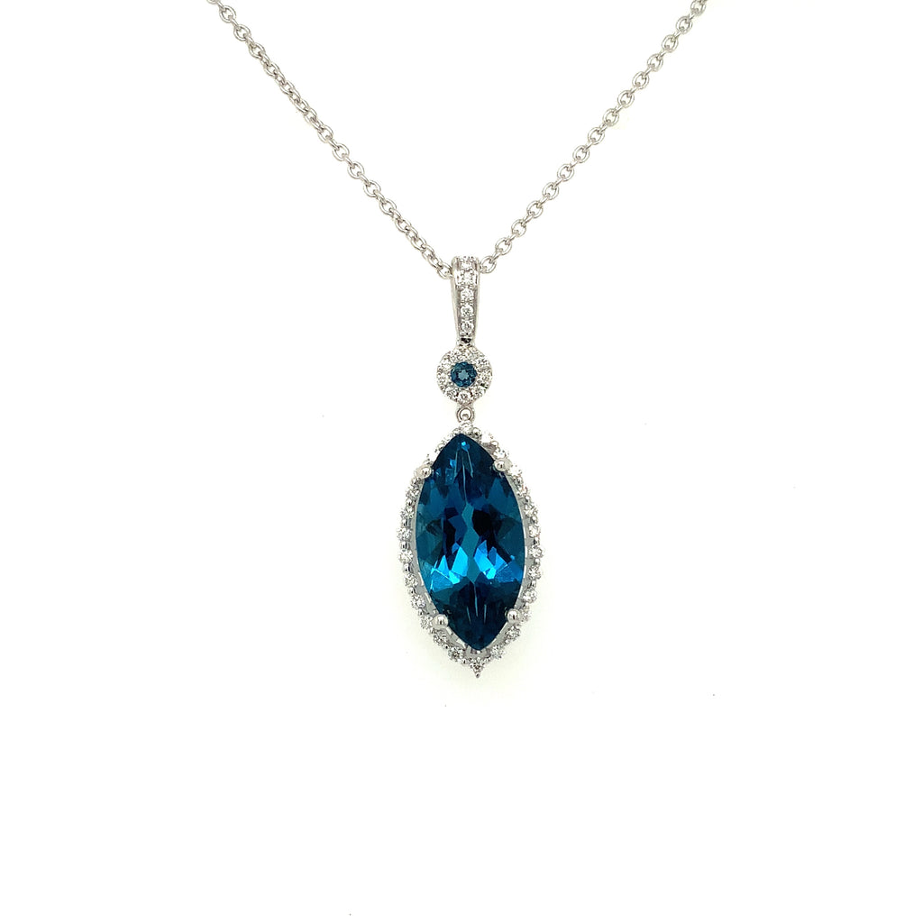 ASBA Collection London Blue Topaz and Diamond Pendant Set in 14K White Gold - Image 1 of 6