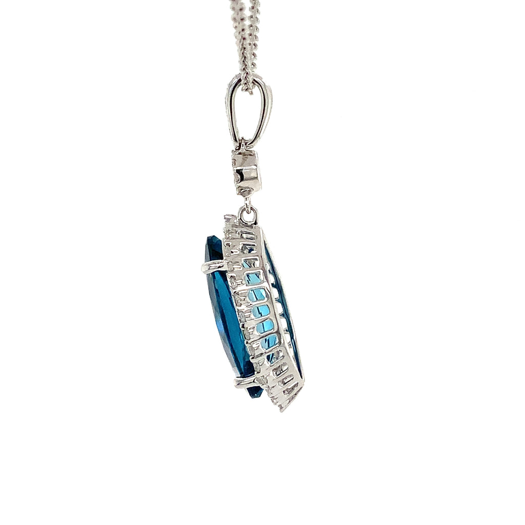 ASBA Collection London Blue Topaz and Diamond Pendant Set in 14K White Gold - Image 4 of 6
