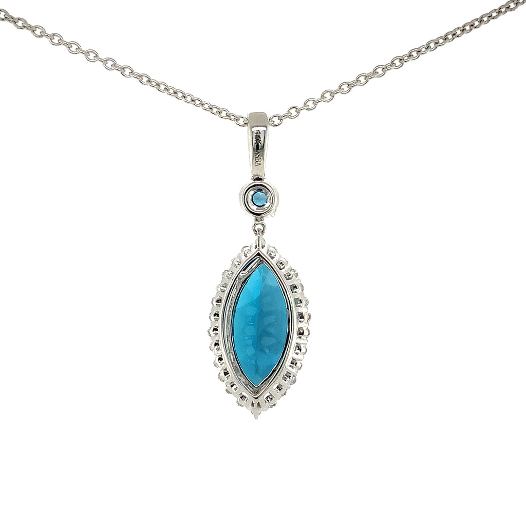 ASBA Collection London Blue Topaz and Diamond Pendant Set in 14K White Gold - Image 5 of 6