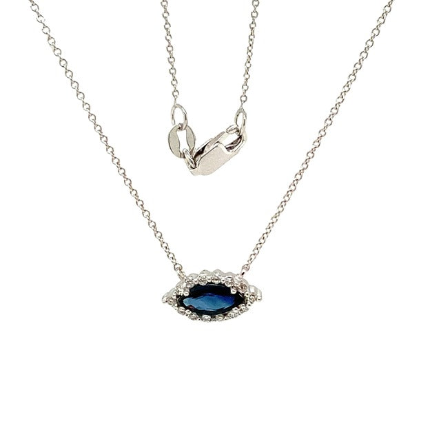 ASBA Collection Blue Sapphire and Diamond Necklace Set in 14K White Gold - Image 4 of 6