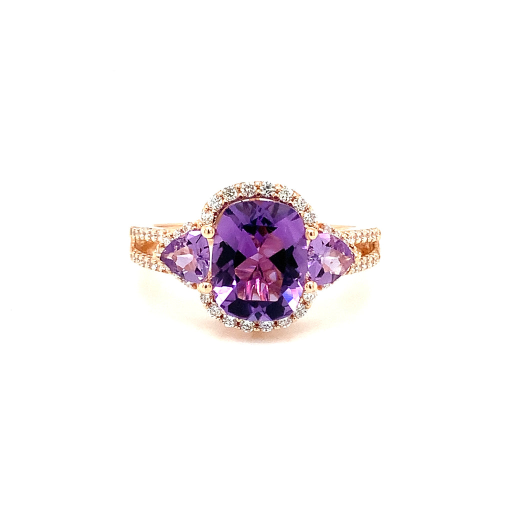 ASBA Collection Amethyst and Diamond Ring Set in 14K Rose Gold - Image 2 of 8