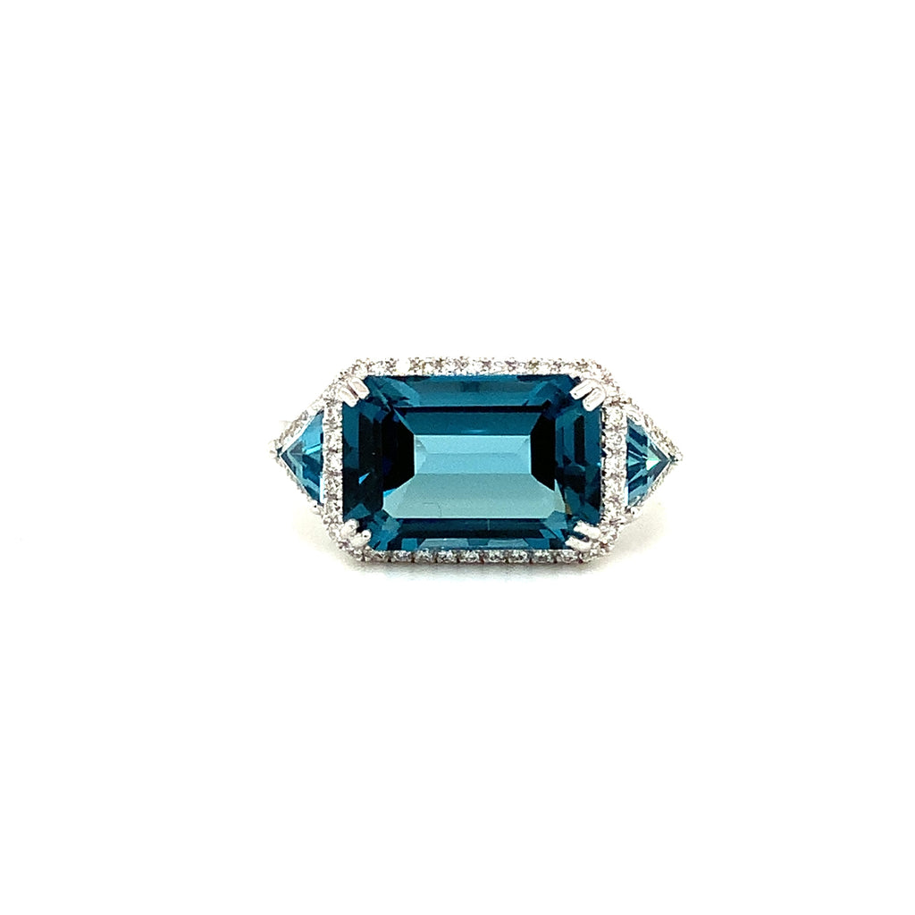 ASBA Collection London Blue Topaz and Diamond Ring set in 14K White Gold - Image 1 of 5