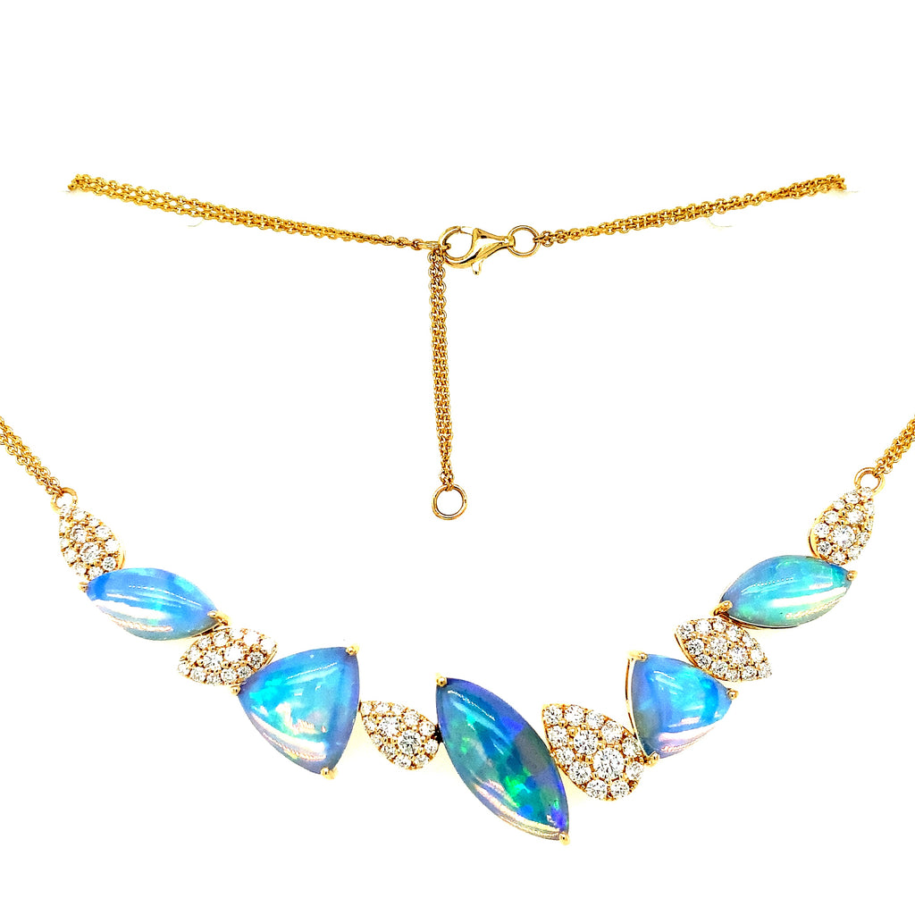 David Kord Mixed Shaped Opal and Diamond Necklace Set in 14K Yellow Gold - Image 5 of 5
