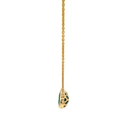 Roman + Jules Elegant East-West Necklace featuring a Oval shaped Emerald Bezel Set in 14K Yellow Gold Necklace - Image 6 of 6
