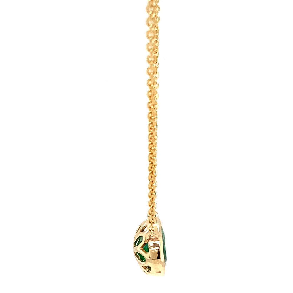 Roman + Jules Elegant East-West Necklace featuring a Oval shaped Emerald Bezel Set in 14K Yellow Gold Necklace - Image 4 of 6