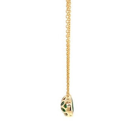Roman + Jules Elegant East-West Necklace featuring a Oval shaped Emerald Bezel Set in 14K Yellow Gold Necklace - Image 5 of 6