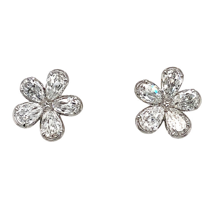 Christopher Designs L'Amour Crisscut® Pear Shape Lab Grown Floral Cluster Earrings set in 14 kt White Gold. - Image 1 of 6