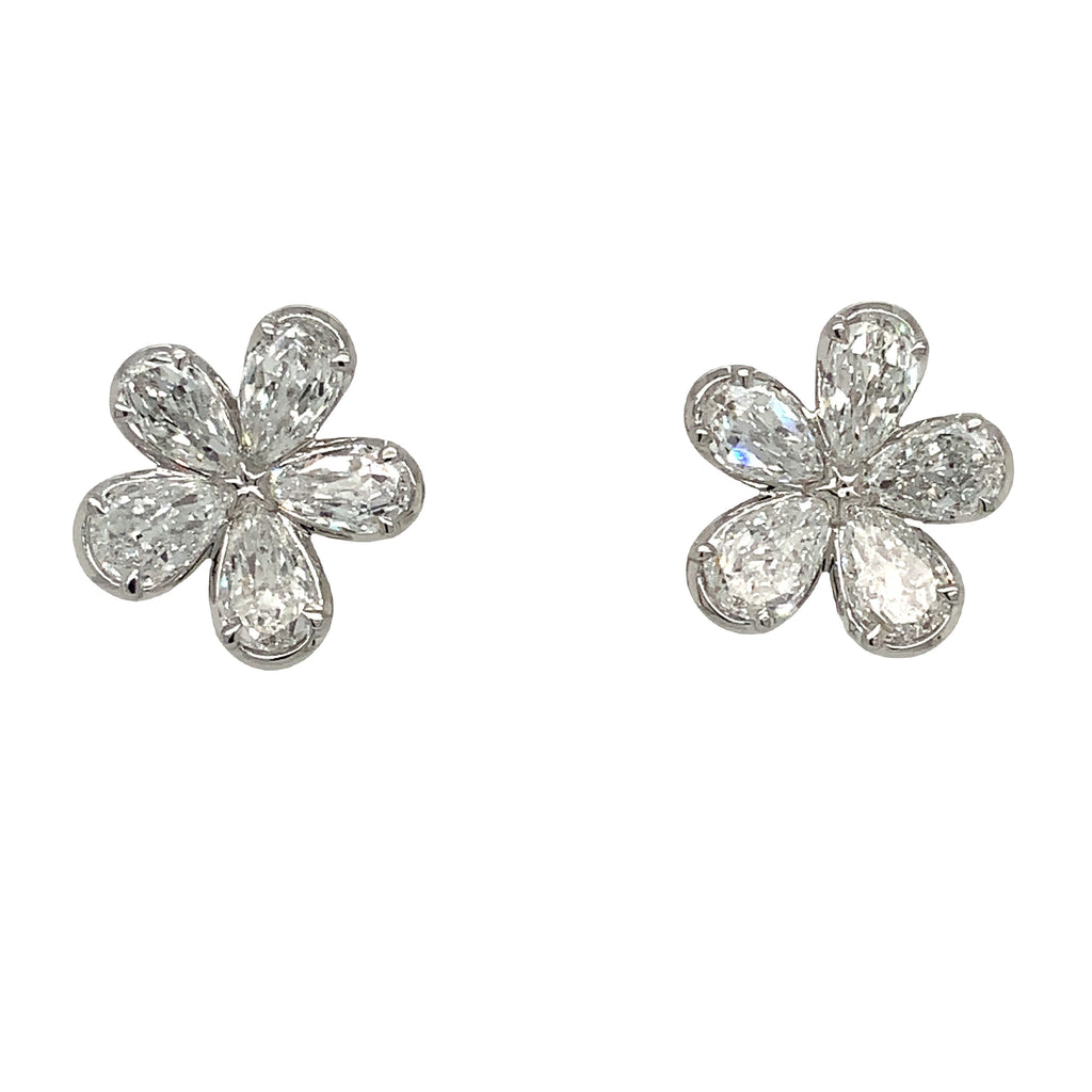 Christopher Designs L'Amour Crisscut® Pear Shape Lab Grown Floral Cluster Earrings set in 14 kt White Gold. - Image 2 of 6