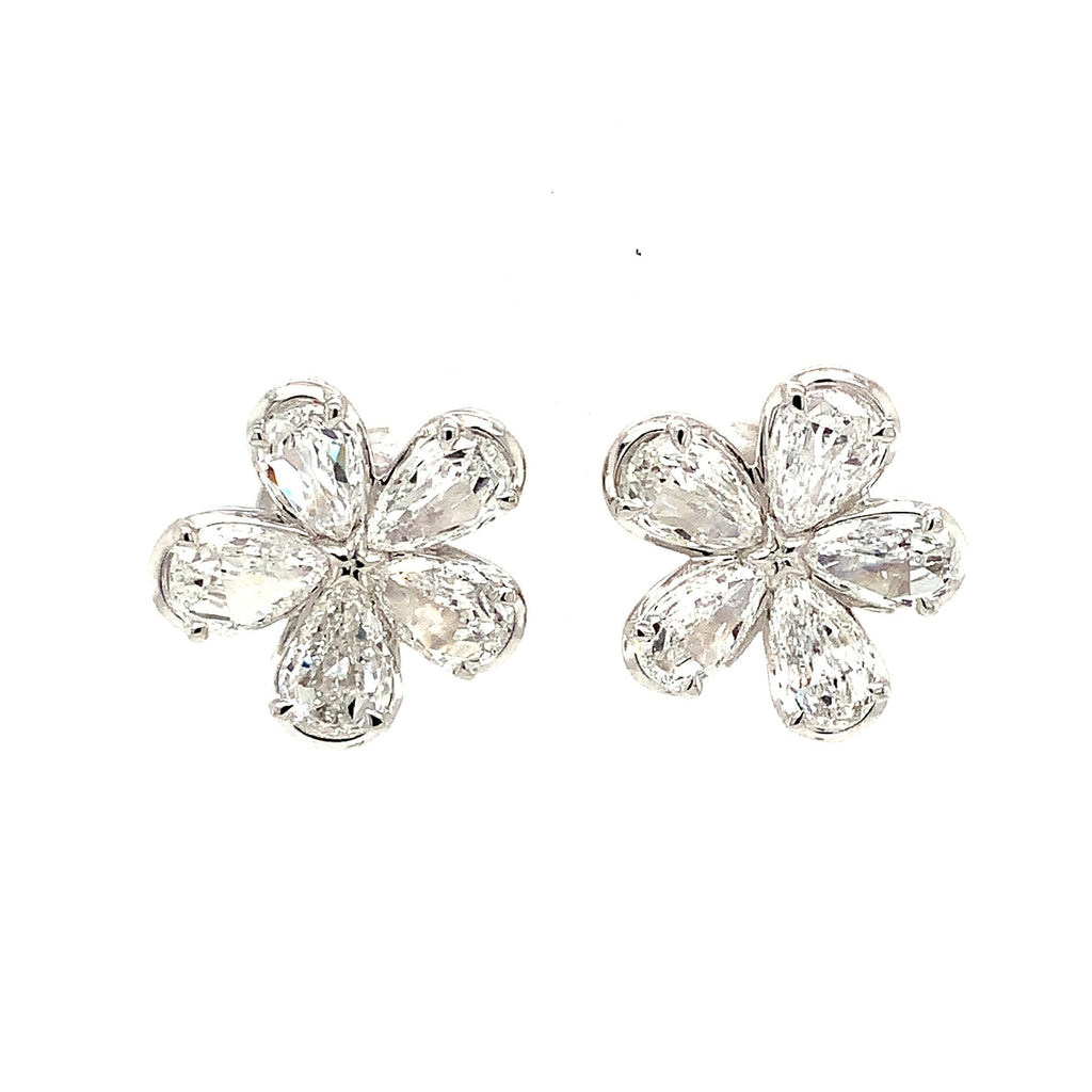 Christopher Designs L'Amour Crisscut® Pear Shape Lab Grown Floral Cluster Earrings set in 14 kt White Gold. - Image 3 of 6