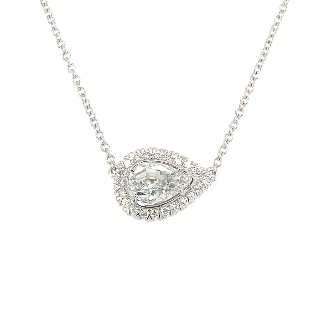 Christopher Designs L'Amour Crisscut® Lab Grown Pear Shape Sideway Diamond Necklace in 14 kt White Gold - Image 1 of 5