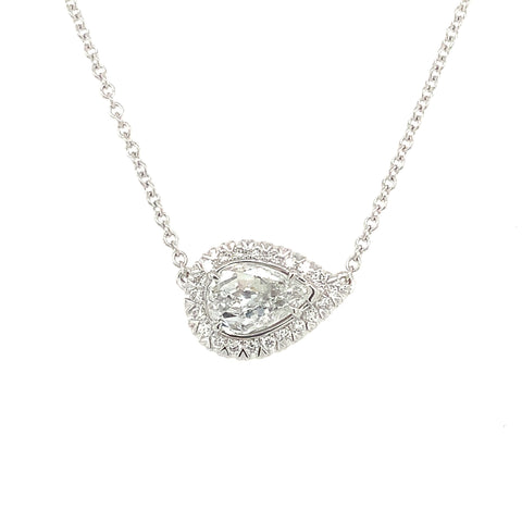 Christopher Designs L'Amour Crisscut® Lab Grown Pear Shape Sideway Diamond Necklace in 14 kt White Gold - Image 1 of 5